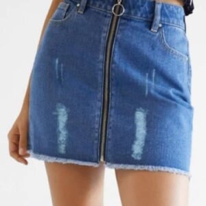 Women's denim zipper skirt