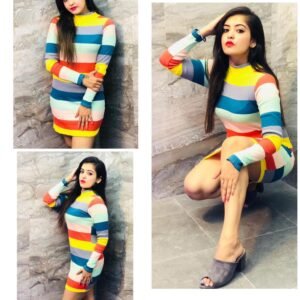 Women's Rainbow knitted one piece dress