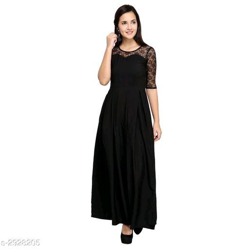 Women's black long classy dress - Evilato
