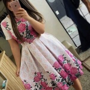 Girls pink flower printed dress