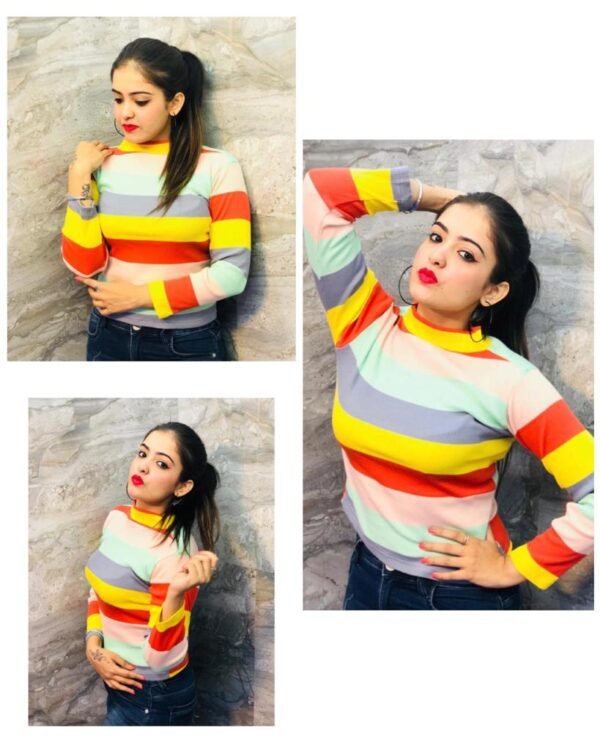 Rainbow knitted full sleeve top