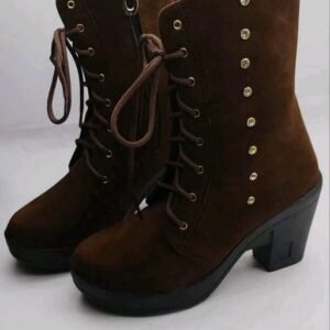 women's solid brown boot shoes