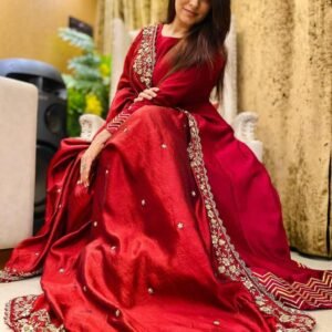 beautiful red silk Gown