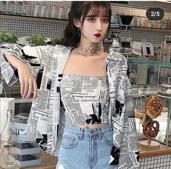 Paper print shirt with tube top