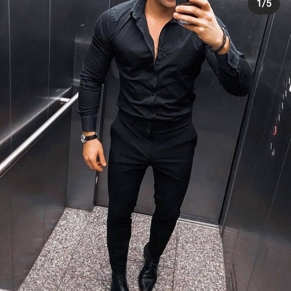 black shirt with trouser