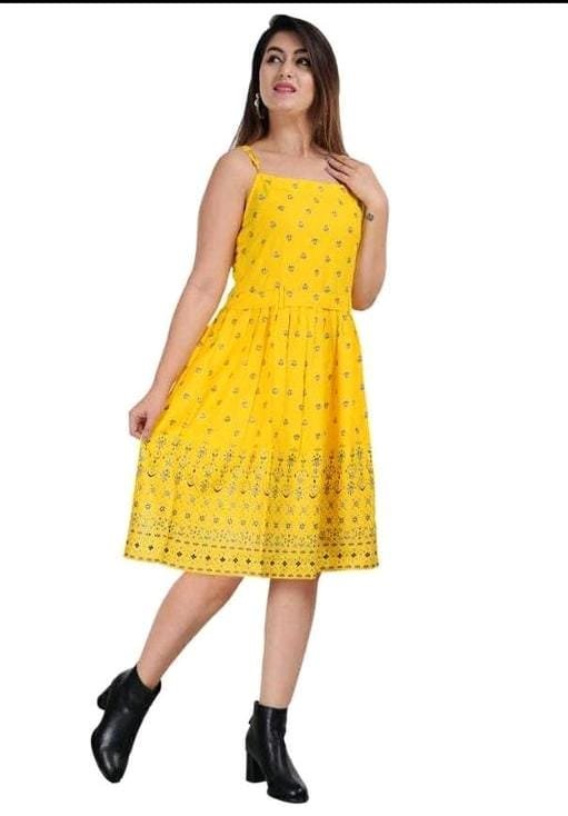 AMMA Women Fit and Flare Yellow Dress - Buy AMMA Women Fit and Flare Yellow  Dress Online at Best Prices in India | Flipkart.com