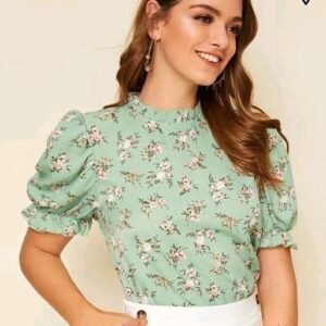 Puff sleeve bow style top