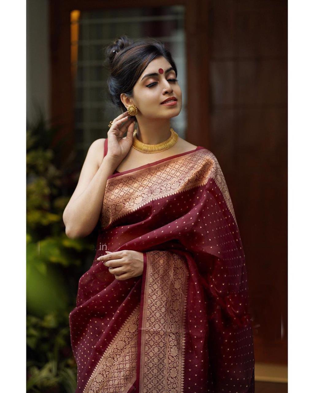 Shop Arjun Fabrics MAROON RED Silk Kanjivaram Saree for Women Online  39619989