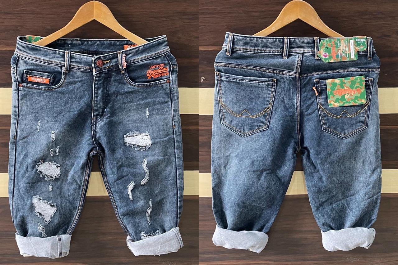 NARUTO STRAIGHT HEAVY DISTRESSED MID BLUE JEANS