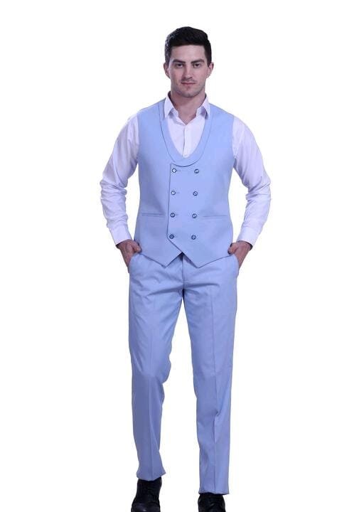 BlueGrey Men Ethnic Jacket Kurta and Trouser Set Size 3844