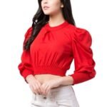 Puff Sleeve Crop Top For Women