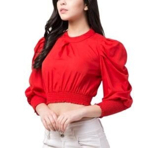 Puff Sleeve Crop Top For Women