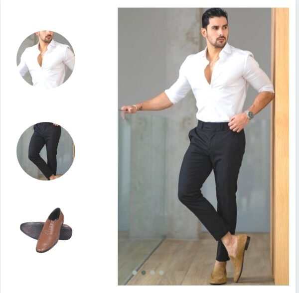 Formal White Shirt with black pant & Brown Shoes