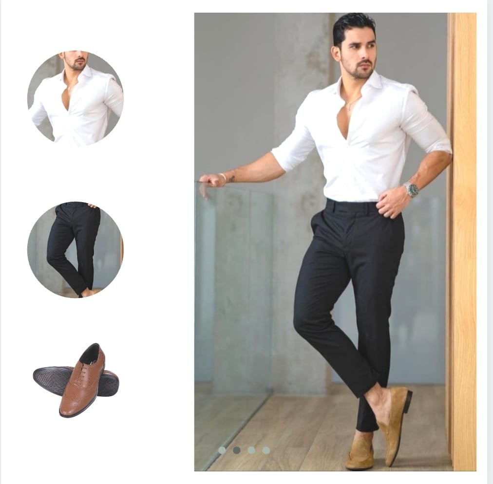 Håndværker afstand mammal Formal White Shirt with black pant & Brown Shoes - Evilato