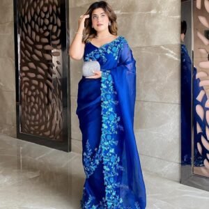 Silk With Embroidery Work Saree