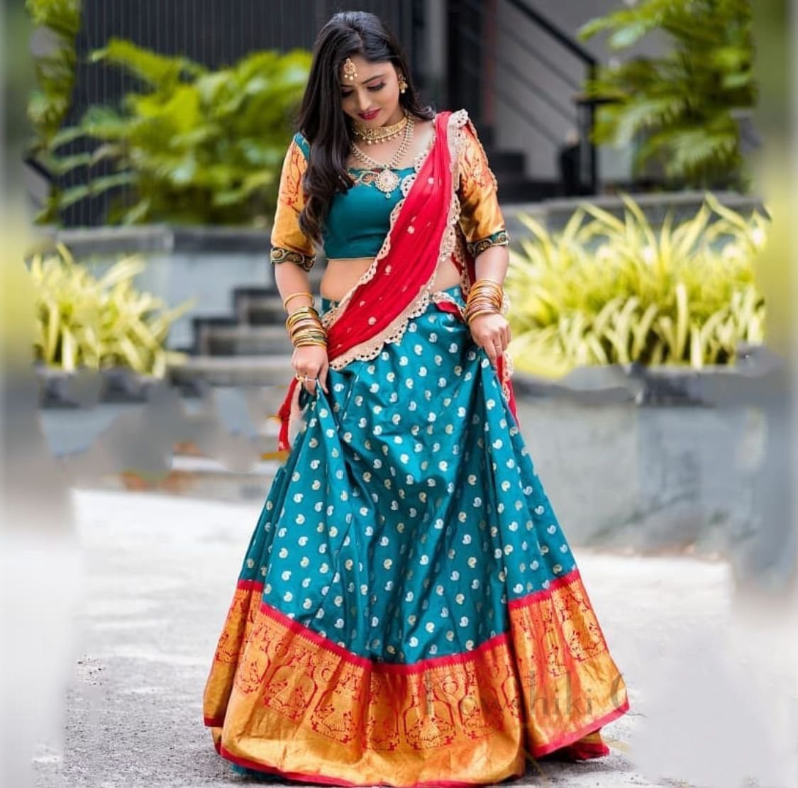 Blue Color Narayanpet Half Saree For Women With Price-iangel.vn