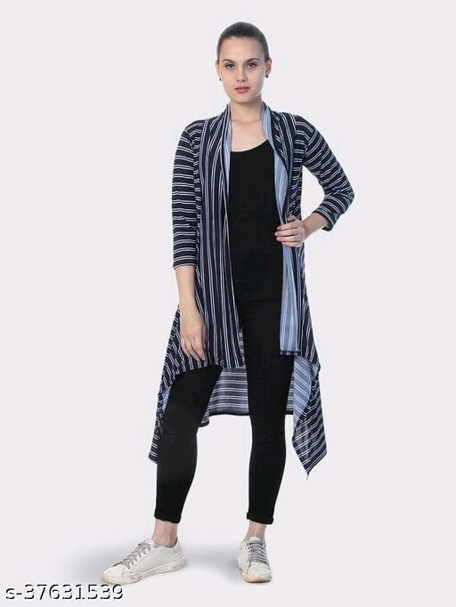 Women Multi Color Cotton Lycra Stretchable 3 Piece Shrug Dress with Coat Shrug With Shrug  Top  Pant
