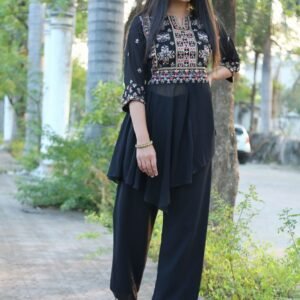Black pant kurti with embroidery work