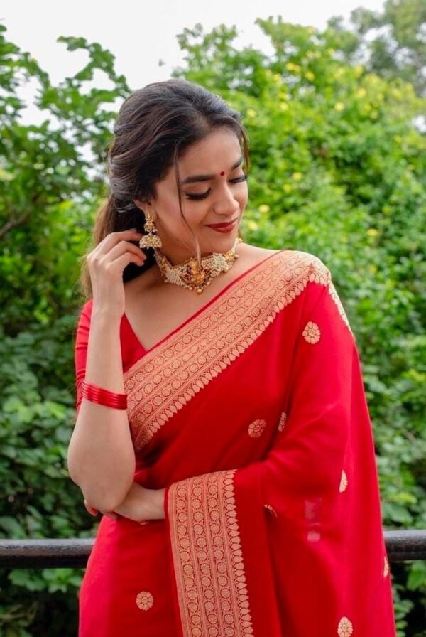 Lichi silk red saree for wedding