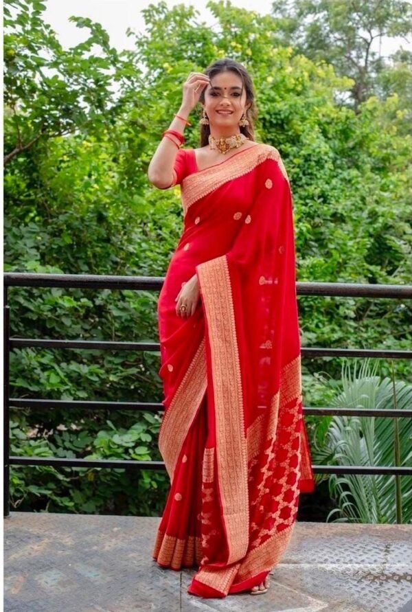 Lichi silk red saree for wedding