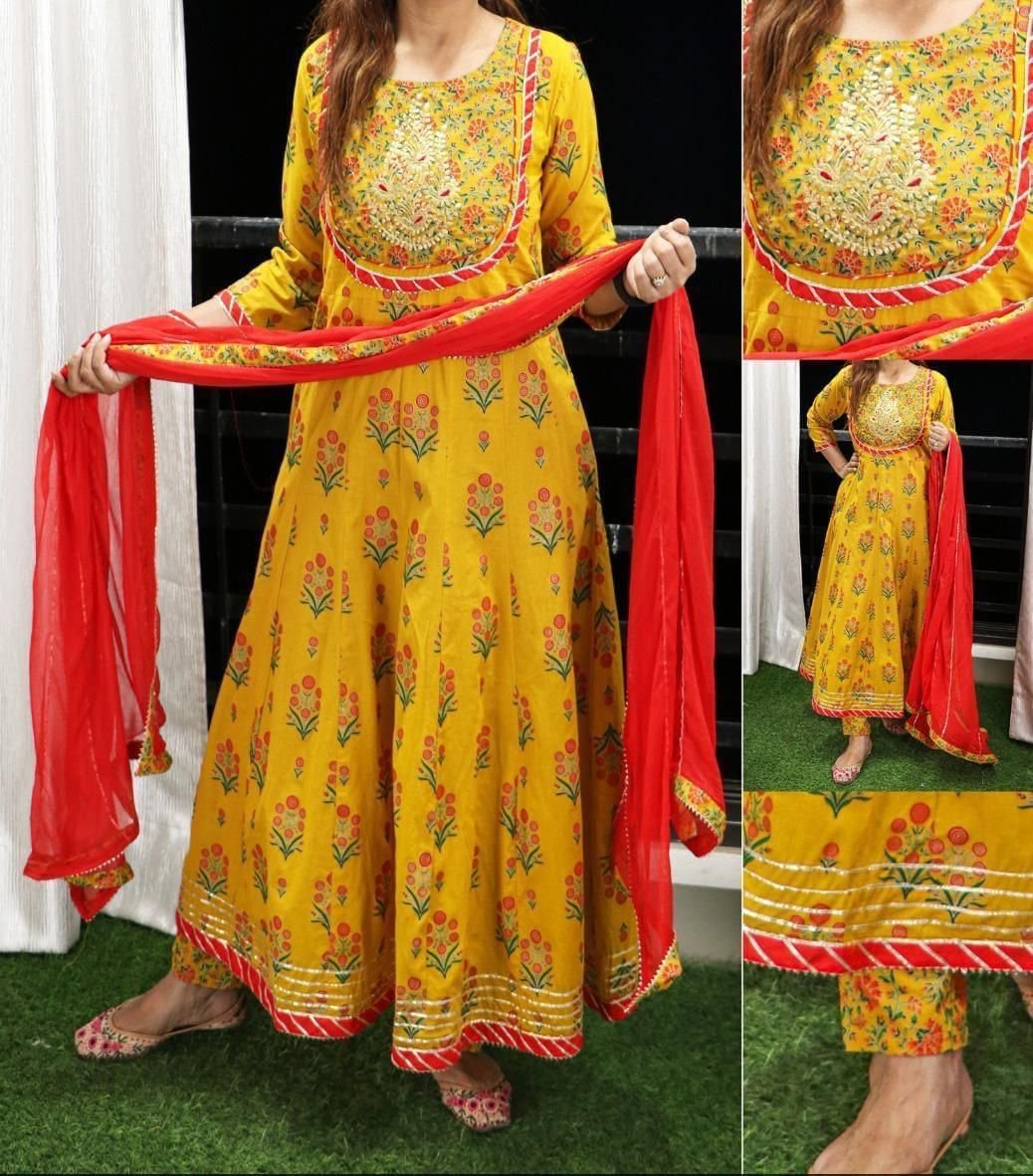Forest Green Heavy Embroidered Anarkali Suit Set – Zari Banaras