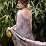 Beautiful digital print embroidery handwork saree