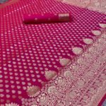 Hot Pink Banarsi Silk Saree