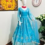 Party Wear Mirror Work Indian Gown