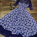 Blue Mirror Work Floral Gown