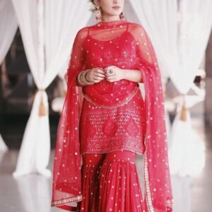Red Sharara Suit For Wedding Function