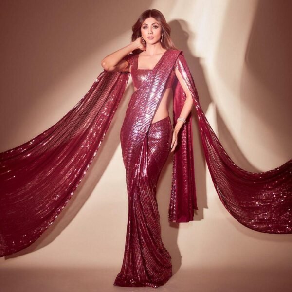 Bollywood style party wear sequin saree