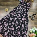 Floral Black Maxi Gown for Women
