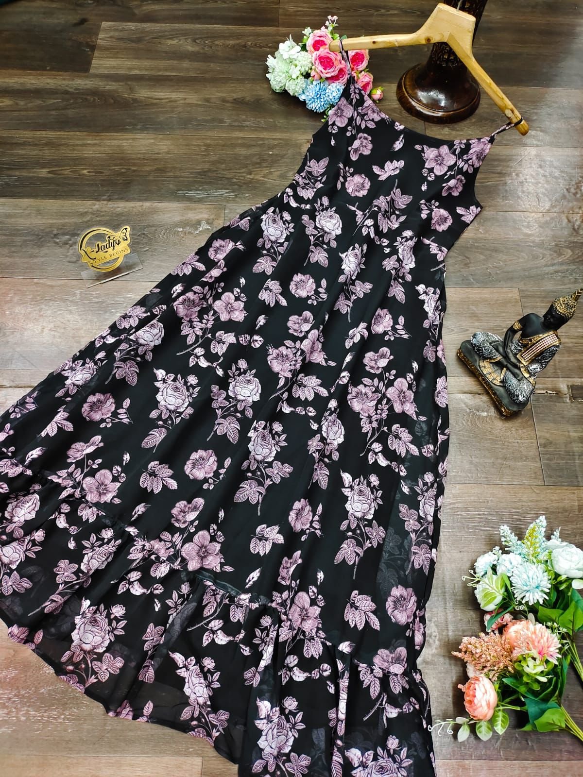 Buy Mast & Harbour Women Black & Pink Printed Maxi Dress - Dresses for Women  9883503 | Myntra