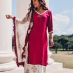 Casual Red Suit With White Palazzo