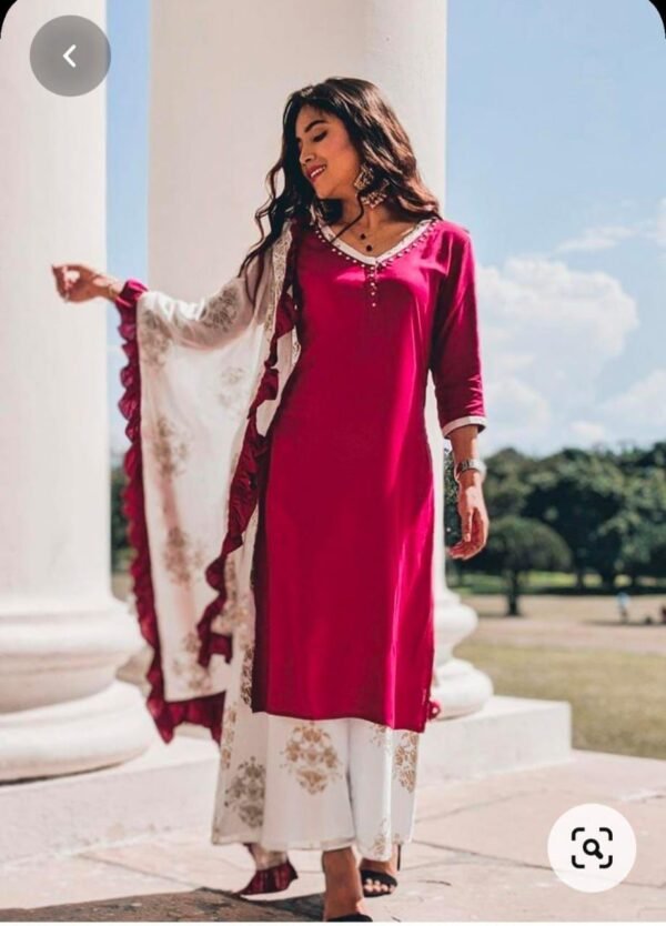 Casual Red Suit With White Palazzo