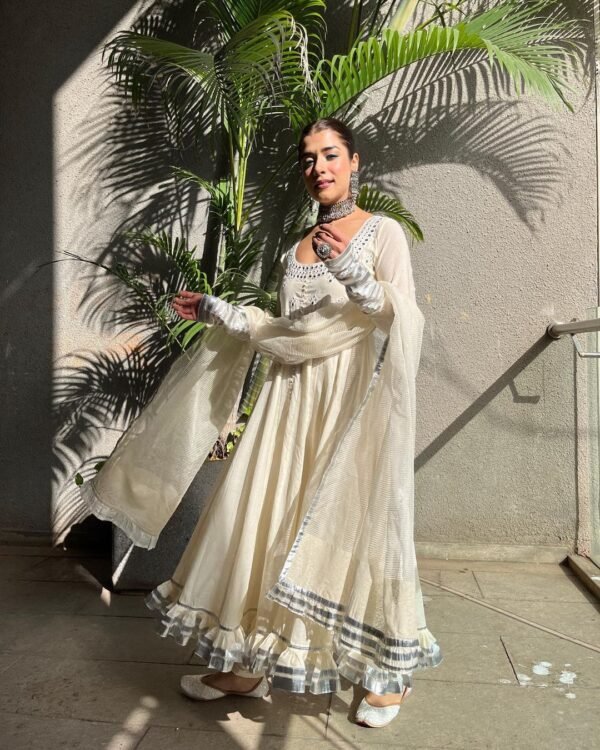 Beautiful Party Wear White Anarkali Gown