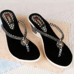 Fancy Black Low Heel Sandels For Women