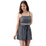 2 Piece Check Short Dress For Women