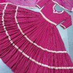 Pink Flaired Party Wear Indian Gown With Dupatta