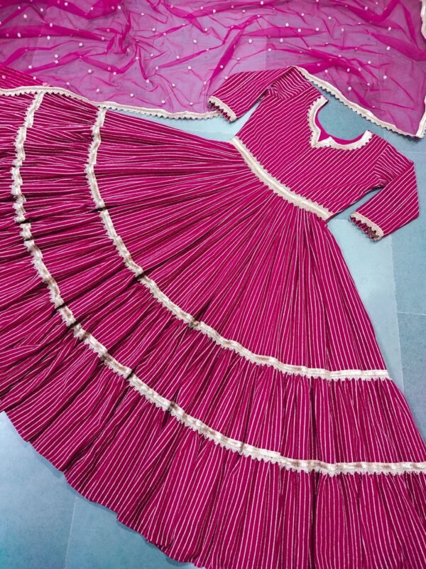 Pink Flaired Party Wear Indian Gown With Dupatta