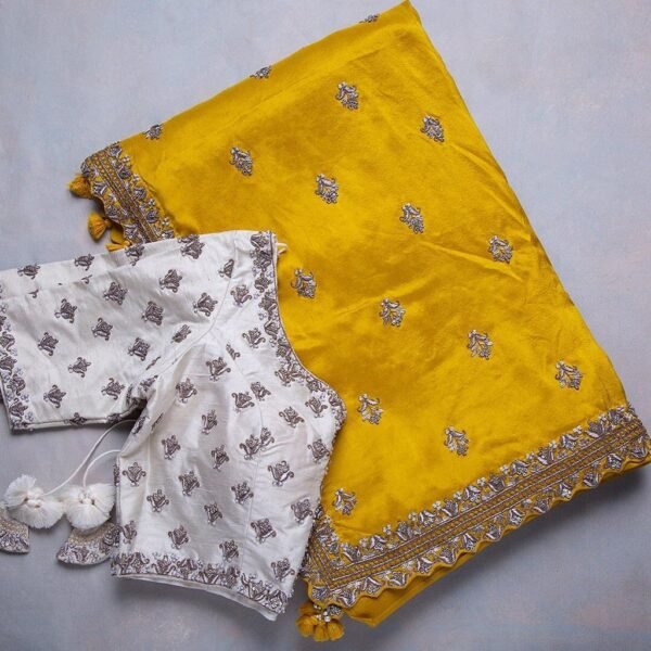 Party Wear Yellow Saree For Women