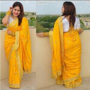 Party Wear Yellow Saree For Women