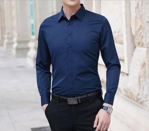 Office Wear Plain Formal Shirt - Evilato