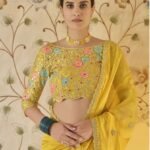 Yellow Banglori Silk Saree For Women