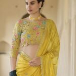 Yellow Banglori Silk Saree For Women
