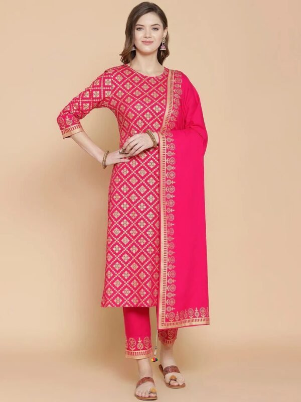 Hot pink Kurti Palazzo Set For Women