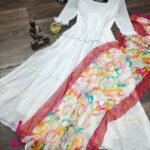 White Anarkali Gown With Dupatta