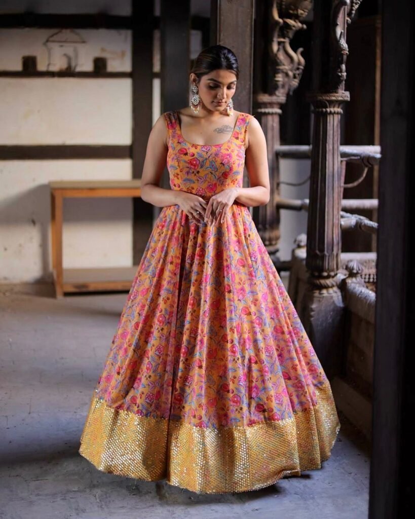 Modern Embrodery Work Indian Gown For Wedding Function - Evilato