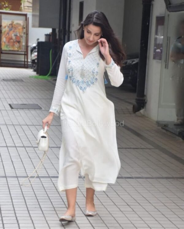 Simple White kurti with pant set