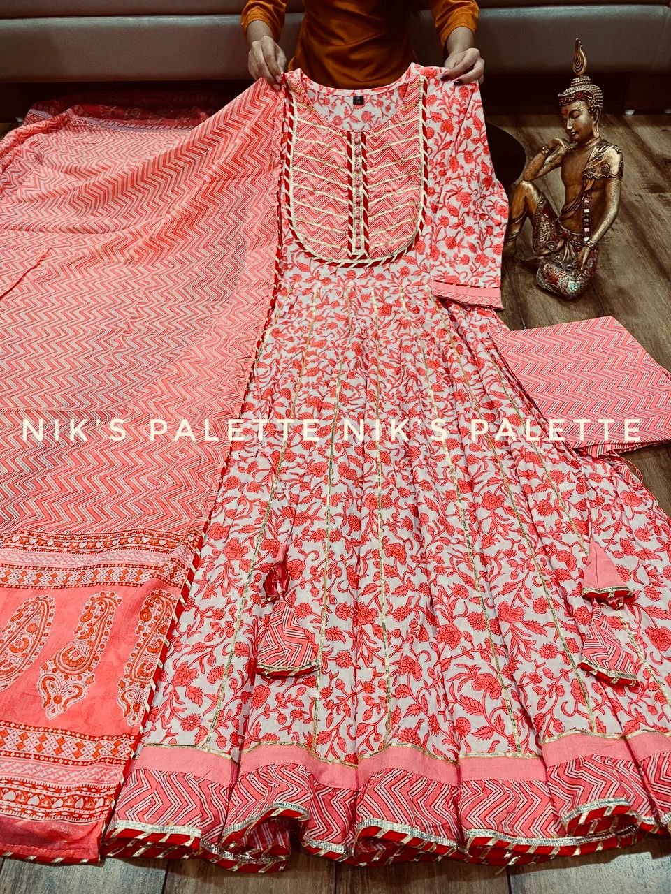 COTTON KURTI PANT WITH DUPATTA - Evilato